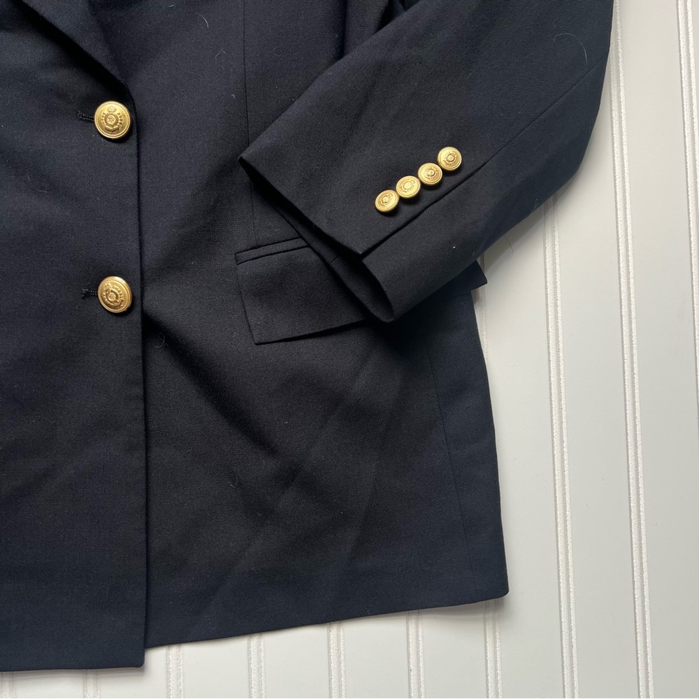 Brooks Brothers Black Double Breasted Blazer Gold Buttons - Picture 3 of 8